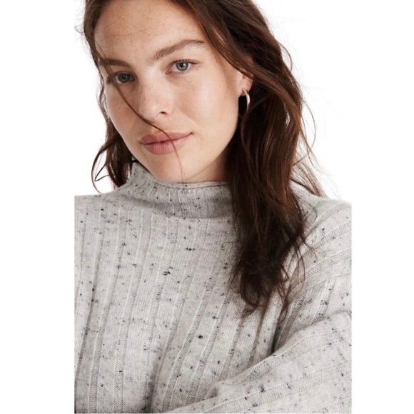 NEW MADEWELL GREY RIBBED KNIT TURTLENECK SWEATER - Picture 3 of 8